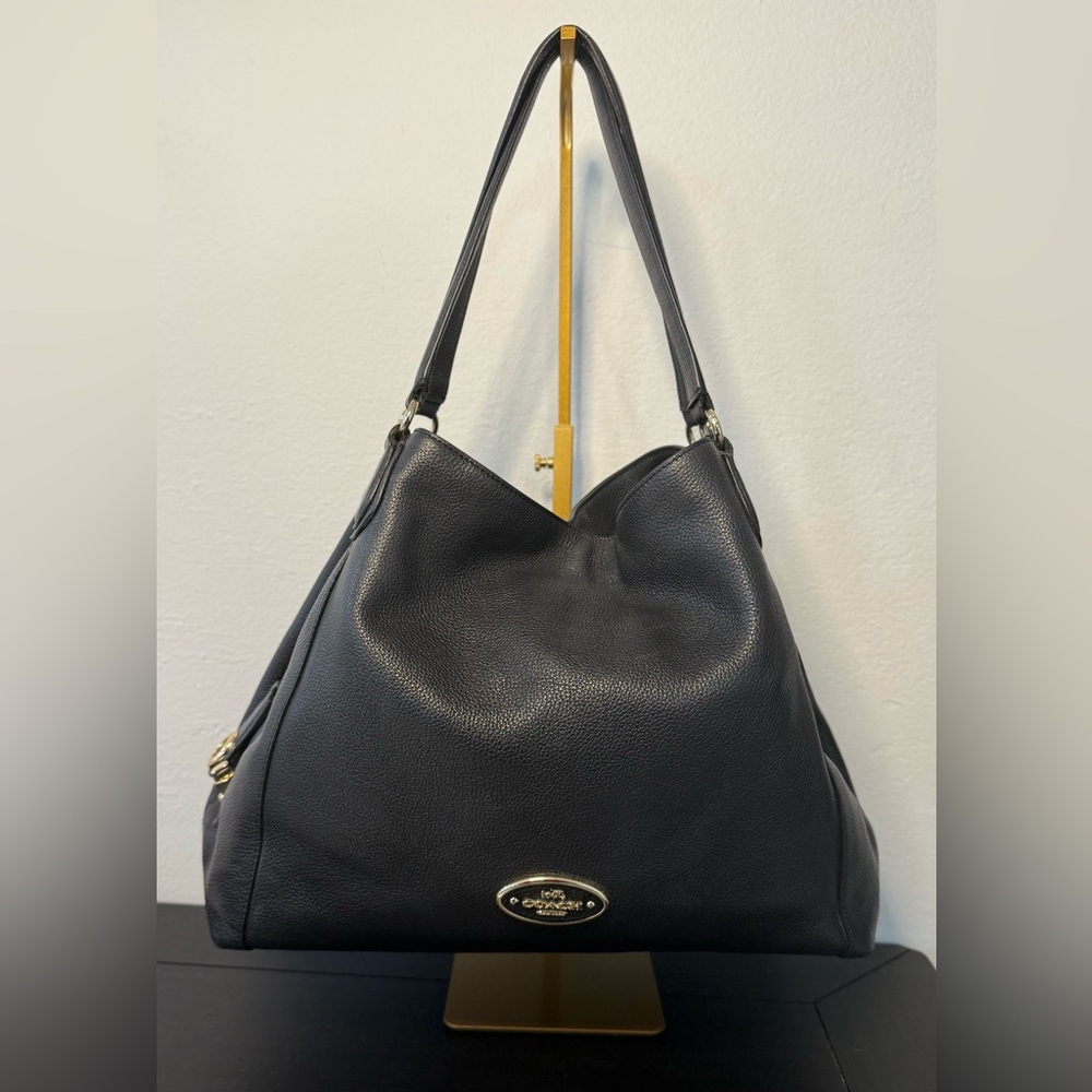 Coach Kristin Black Pebbled Leather Zip Hobo Bag - Gold Hardwared - Style 33547